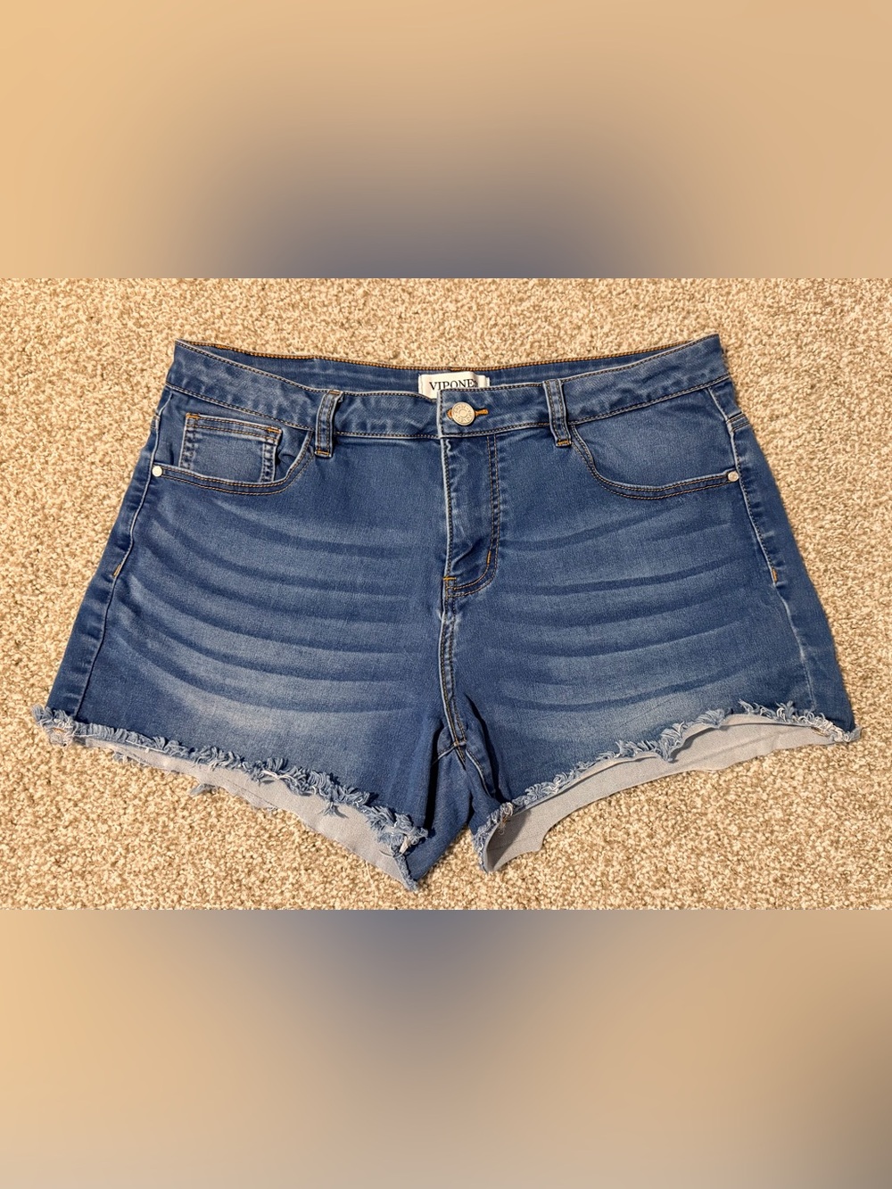 Vigoss Women’s Blue Distressed Frayed Hem Denim Shorts